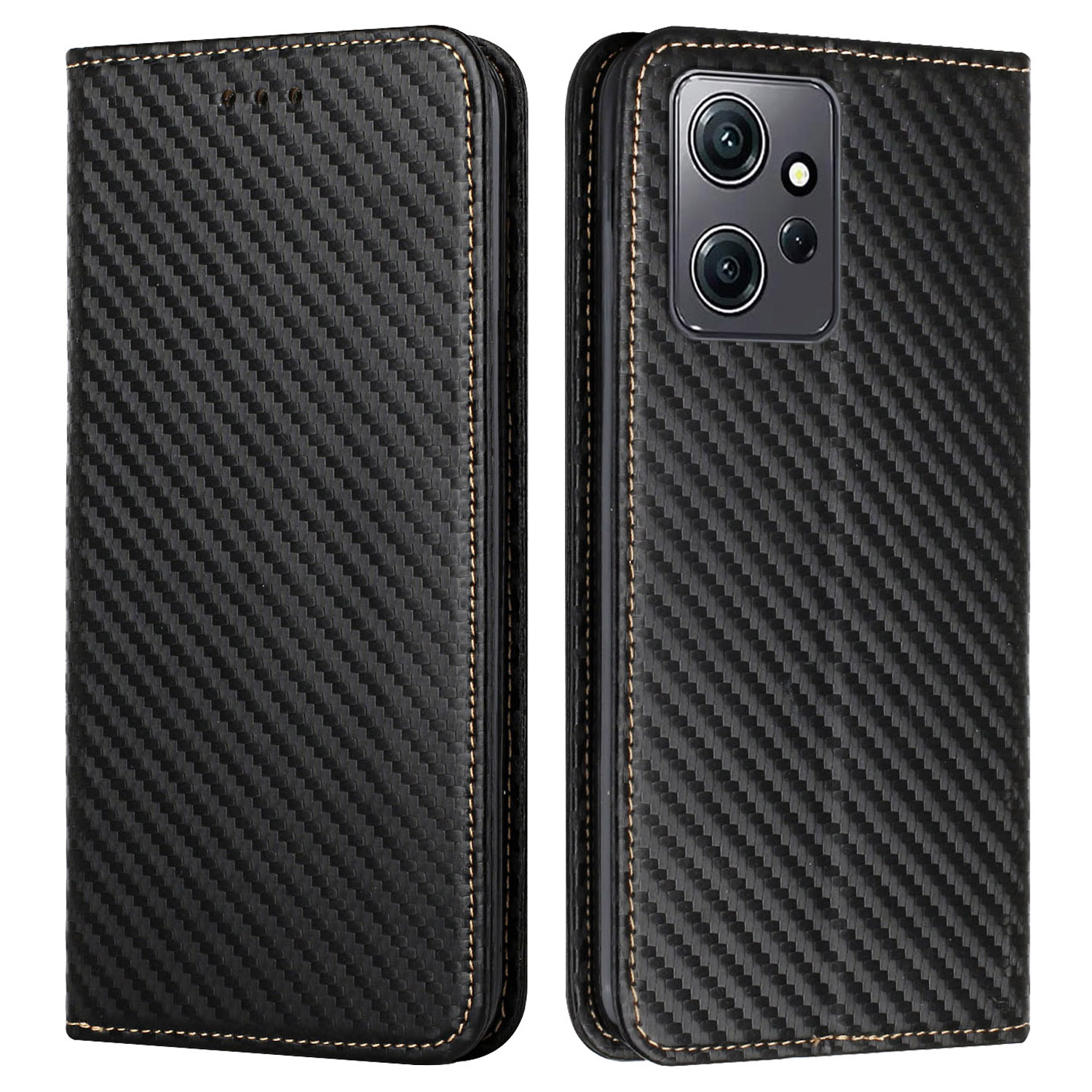 

Für Xiaomi Redmi Hinweis 12 4G Wallet Case Carbonfaser Textur PU Lederabdeckung Magnetische Schließung Telefonhülle - Schwarz, Xiaomi Redmi Note 12 4G