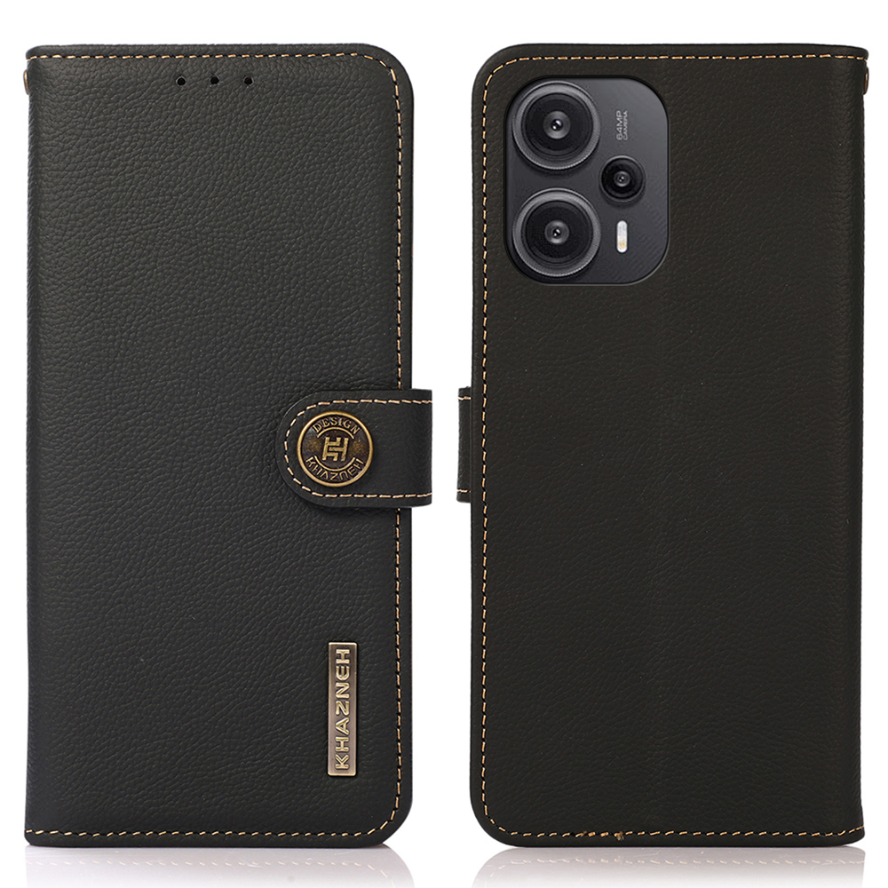 

Khazneh Wallet Phone Flip Shell Für Xiaomi Redmi Note 12 Turbo RFID Blockieren Echter Kuhleder -ständer Cover - Schwarz, Xiaomi Poco F5 5G