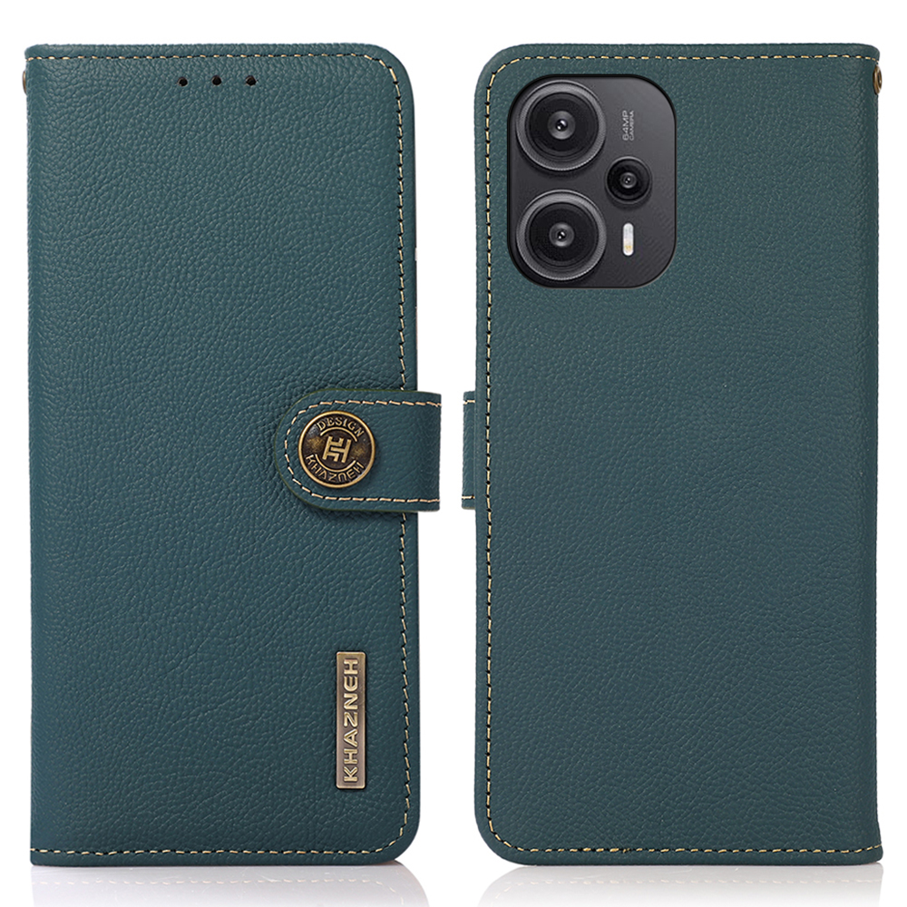 

Khazneh Wallet Phone Flip Shell Für Xiaomi Redmi Note 12 Turbo RFID Blockieren Echter Kuhleder -ständer Cover - Grün, Xiaomi Poco F5 5G