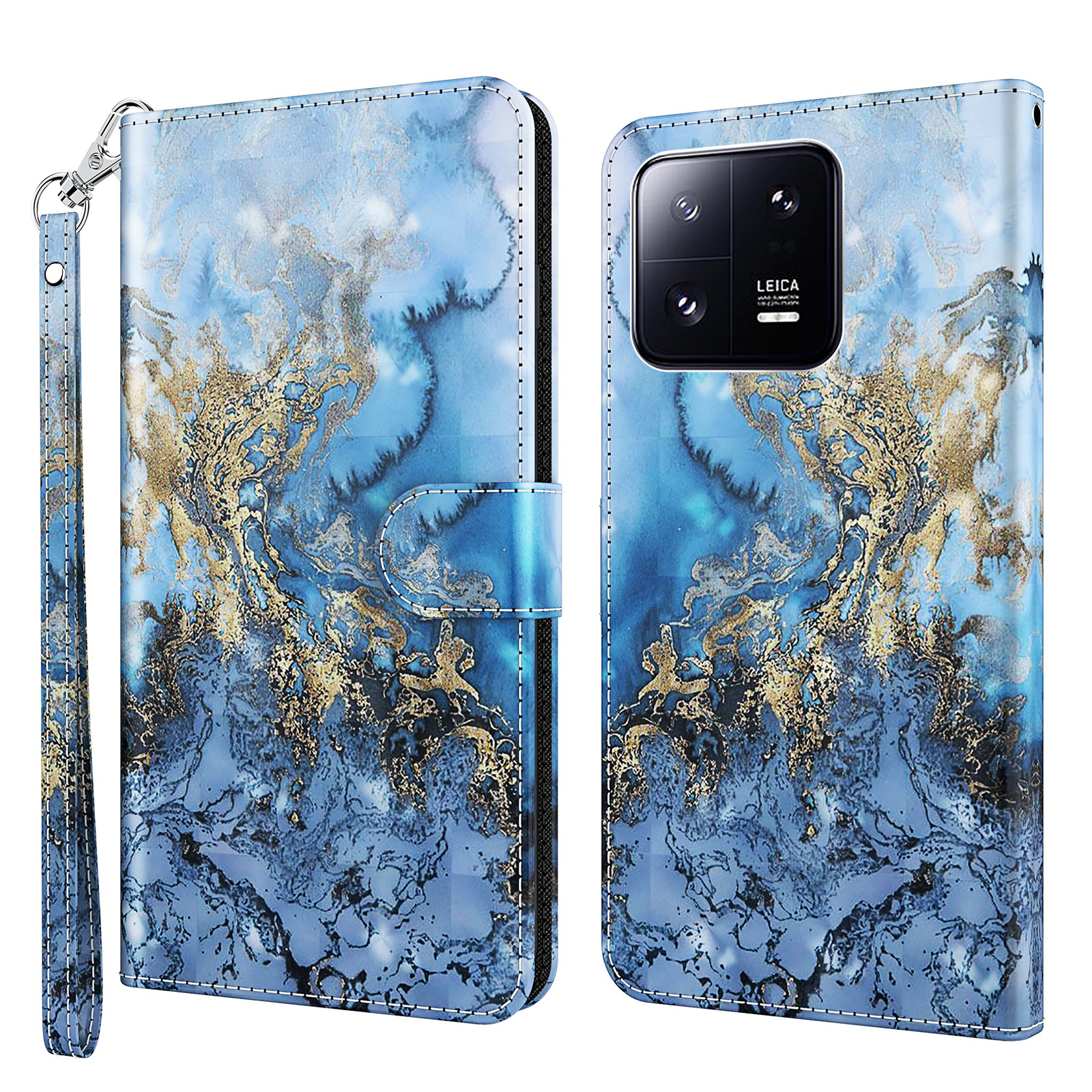 

Für Xiaomi 13 Pro 5G 3D -muster Druckleder -leder -telefonabdeckungsständer Brieftaschen -smartphone -hülle Mit Riemen - Bauhinia Valley, Xiaomi 13 Pro 5G