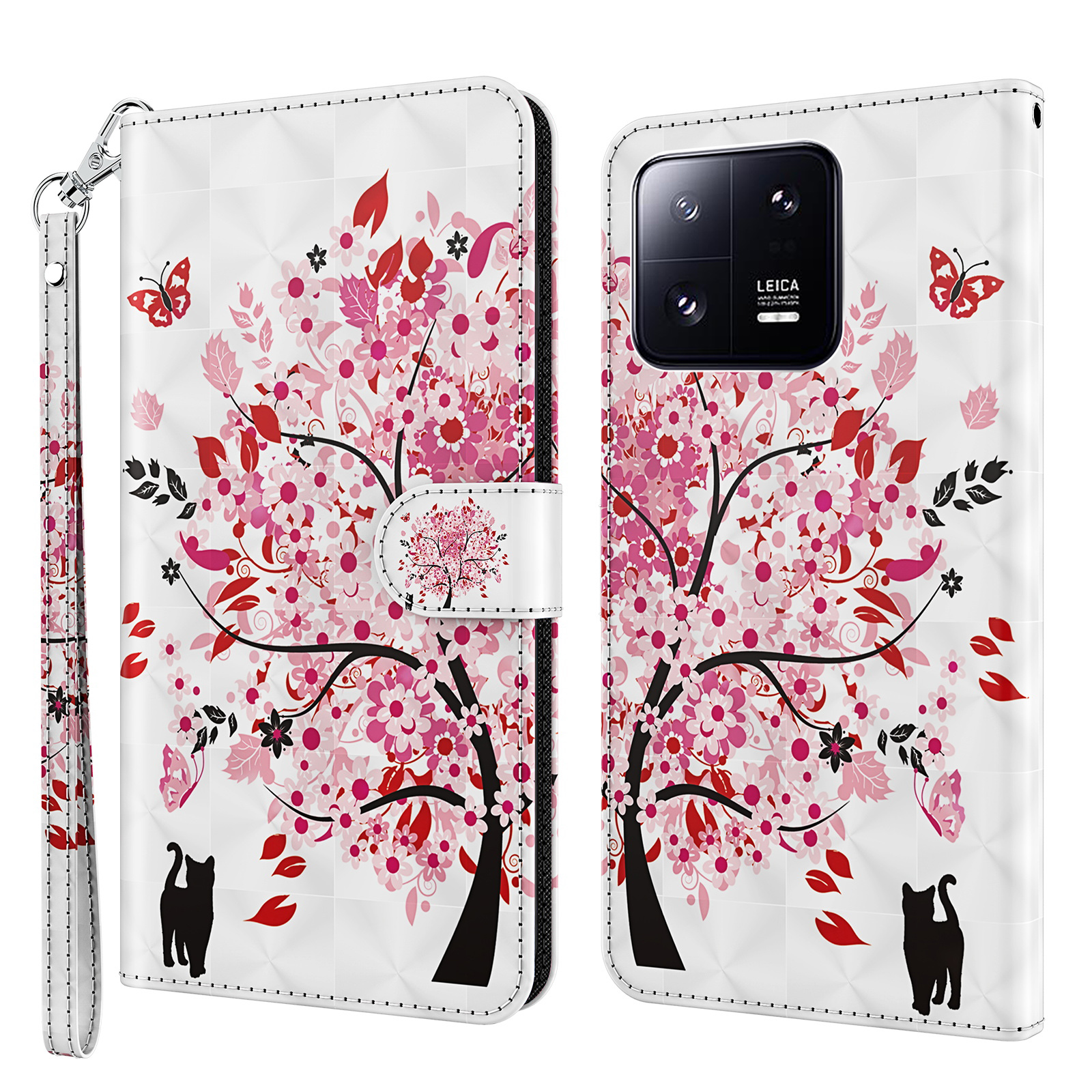 

Für Xiaomi 13 Pro 5G 3D -muster Druckleder -leder -telefonabdeckungsständer Brieftaschen -smartphone -hülle Mit Riemen - Wunschbaum, Xiaomi 13 Pro 5G