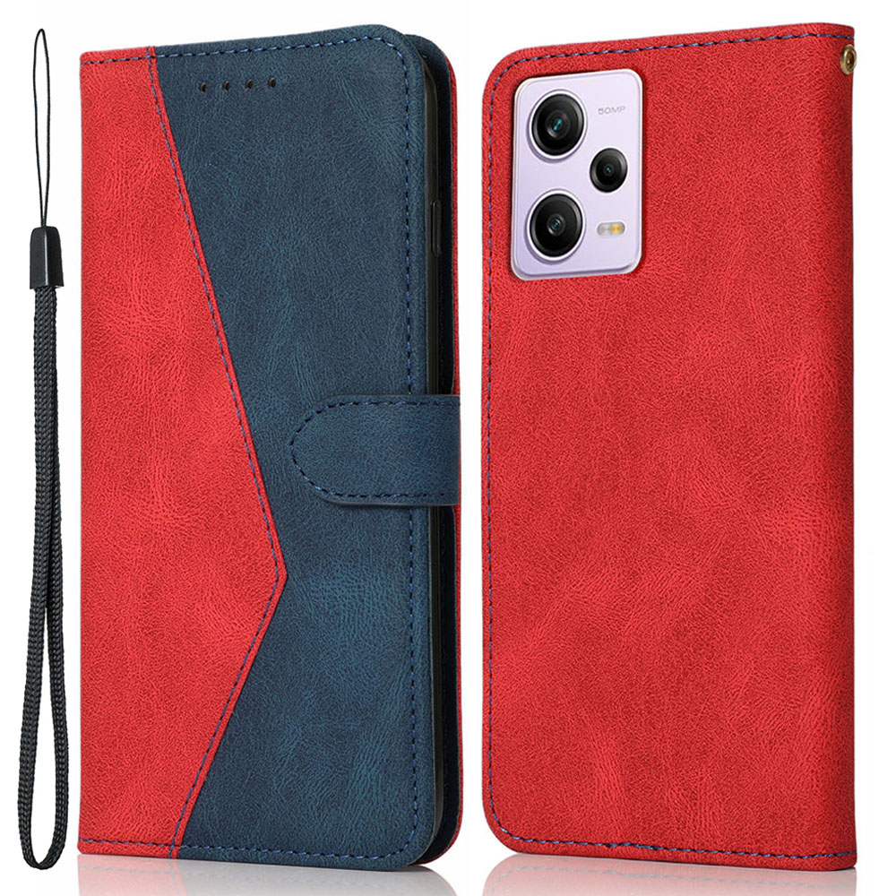 

Für Xiaomi Poco X5 Pro 5G / Redmi Note 12 Pro Speed ​​5g / 12 Pro 5G Anti-drogen-ständer Hülle PU Leder Brieftaschenhilfeabdeckung - Rot / Blau, Xiaomi Redmi Note 12 Pro 5G