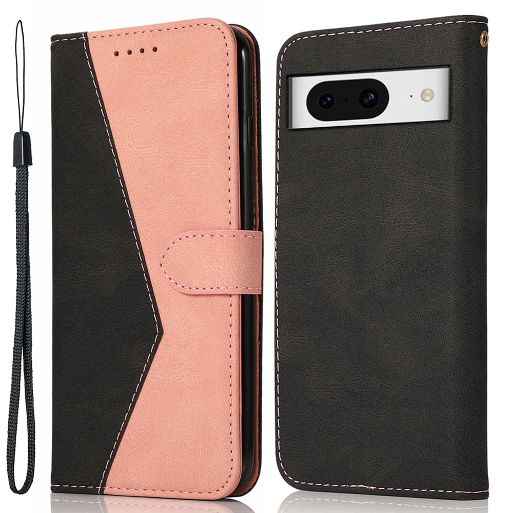 

Spleißen Sie Pu-lederschale Für Google Pixel 8 Anti-drogen-stand Phone Hülle Brieftasche Schutzabdeckung - Schwarz / Roségold, Google Pixel 8