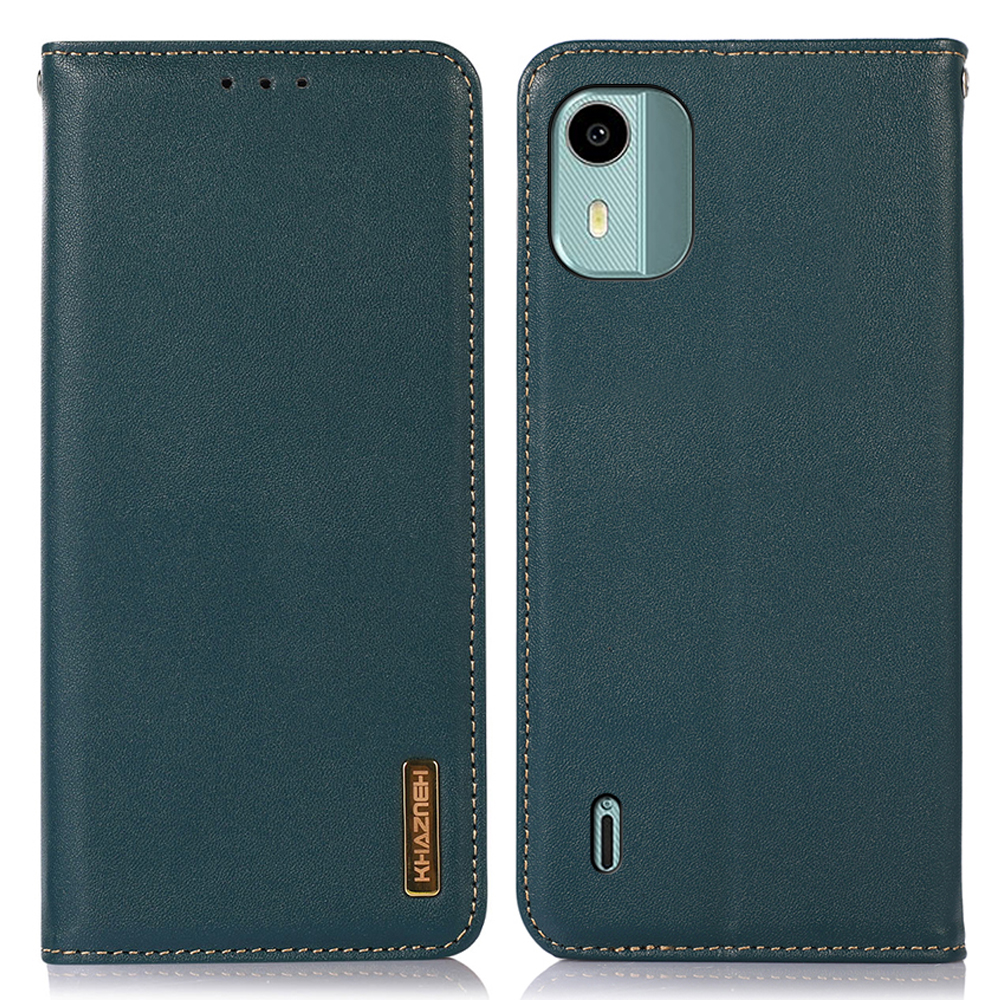 

Khazneh Für Nokia C12 4G Echtes Kowid -leder -hülle Wallet Stand Flip Telefonabdeckung - Grün, Nokia C12 4G