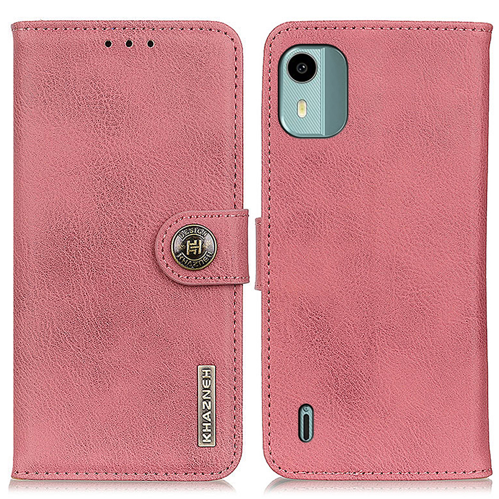 

Khazneh Handy Brieftaschenstand Hülle Für Nokia C12 4G PU Leder Kuhspannung Texturabdeckung - Rosa, Nokia C12 4G