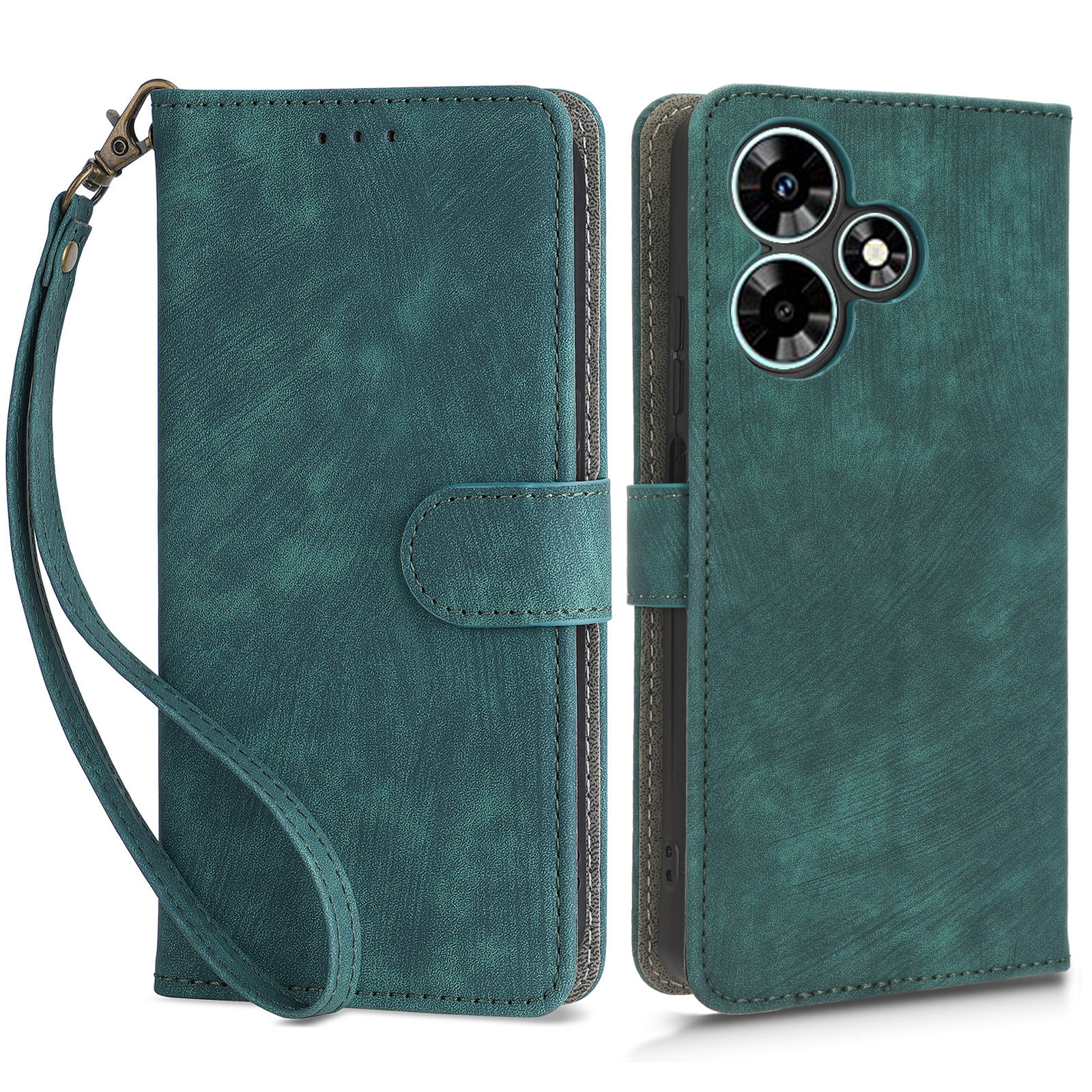 

Für Infinix Hot 30 X6831 Schockdicht Von Ständer Cover RFID Blocking Wallet Lederhülle Mit Riemen - Grün, Infinix Hot 30