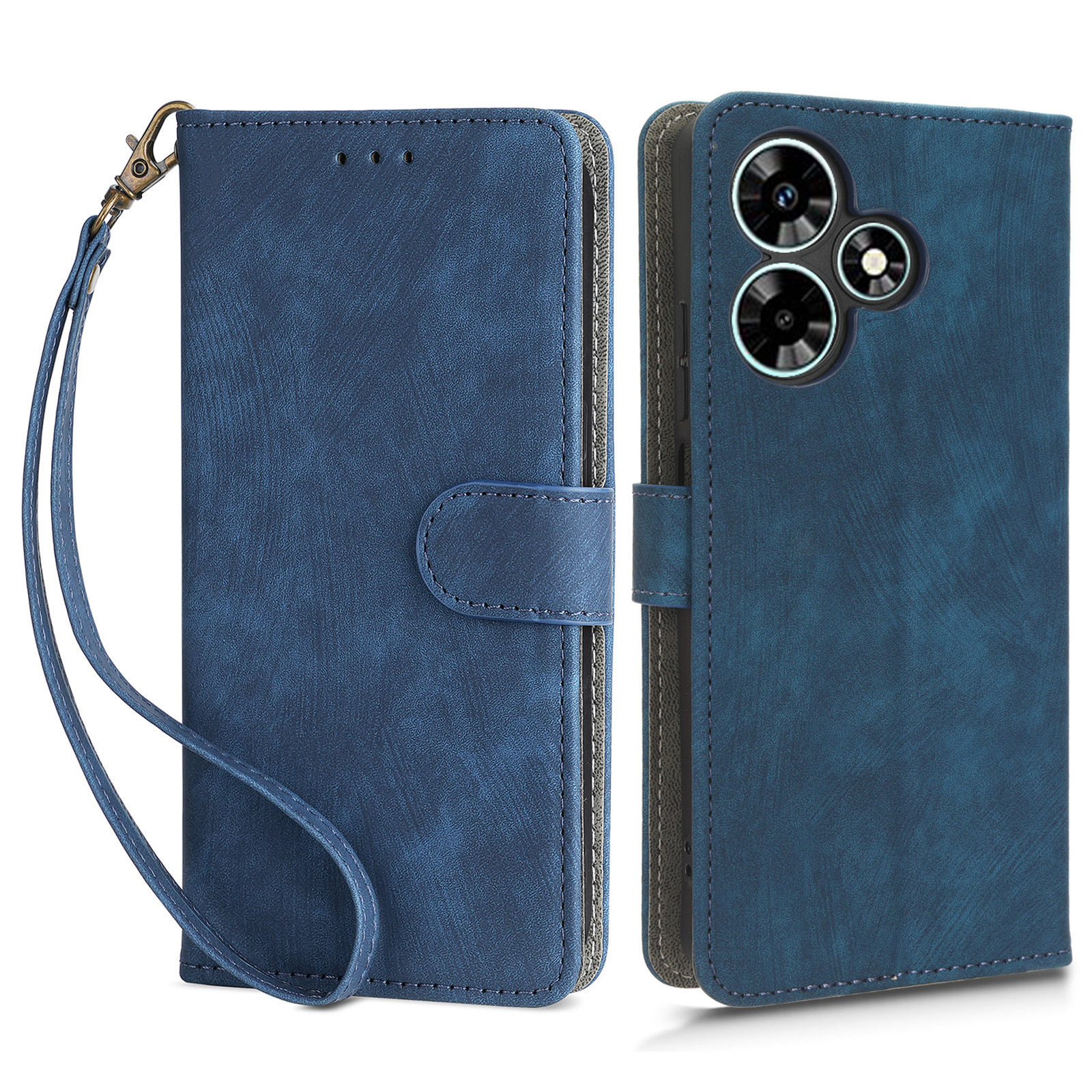 

Für Infinix Hot 30i X669 / Heiße 30i NFC Drop-proof-ständer Cover Rfid-blockierungsbrieftasche Lederhülle Mit Riemen - Blau, Infinix Hot 30i