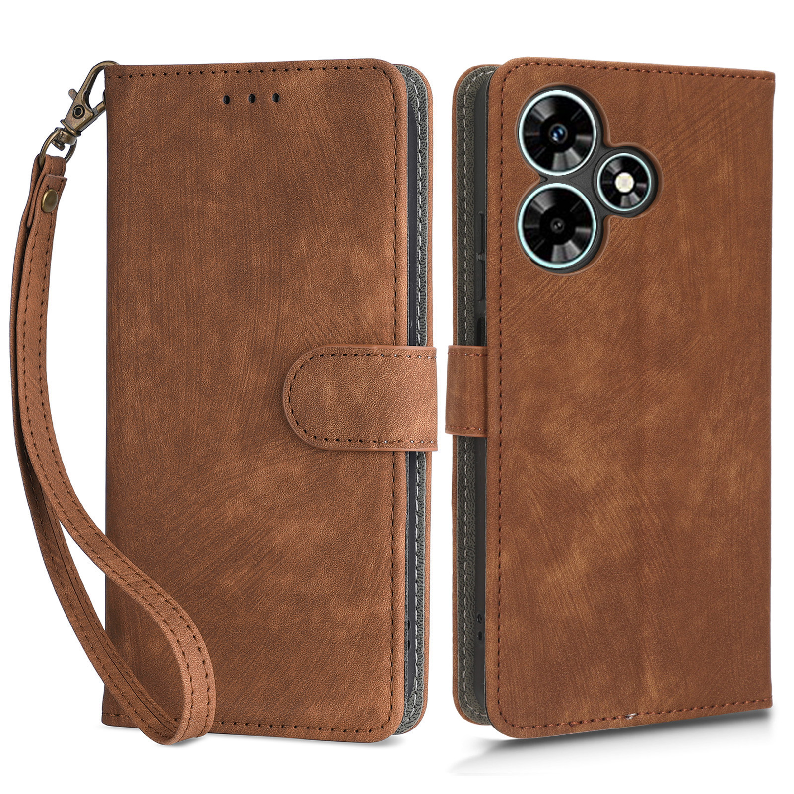 

Für Infinix Hot 30i X669 / Heiße 30i NFC Drop-proof-ständer Cover Rfid-blockierungsbrieftasche Lederhülle Mit Riemen - Braun, Infinix Hot 30i