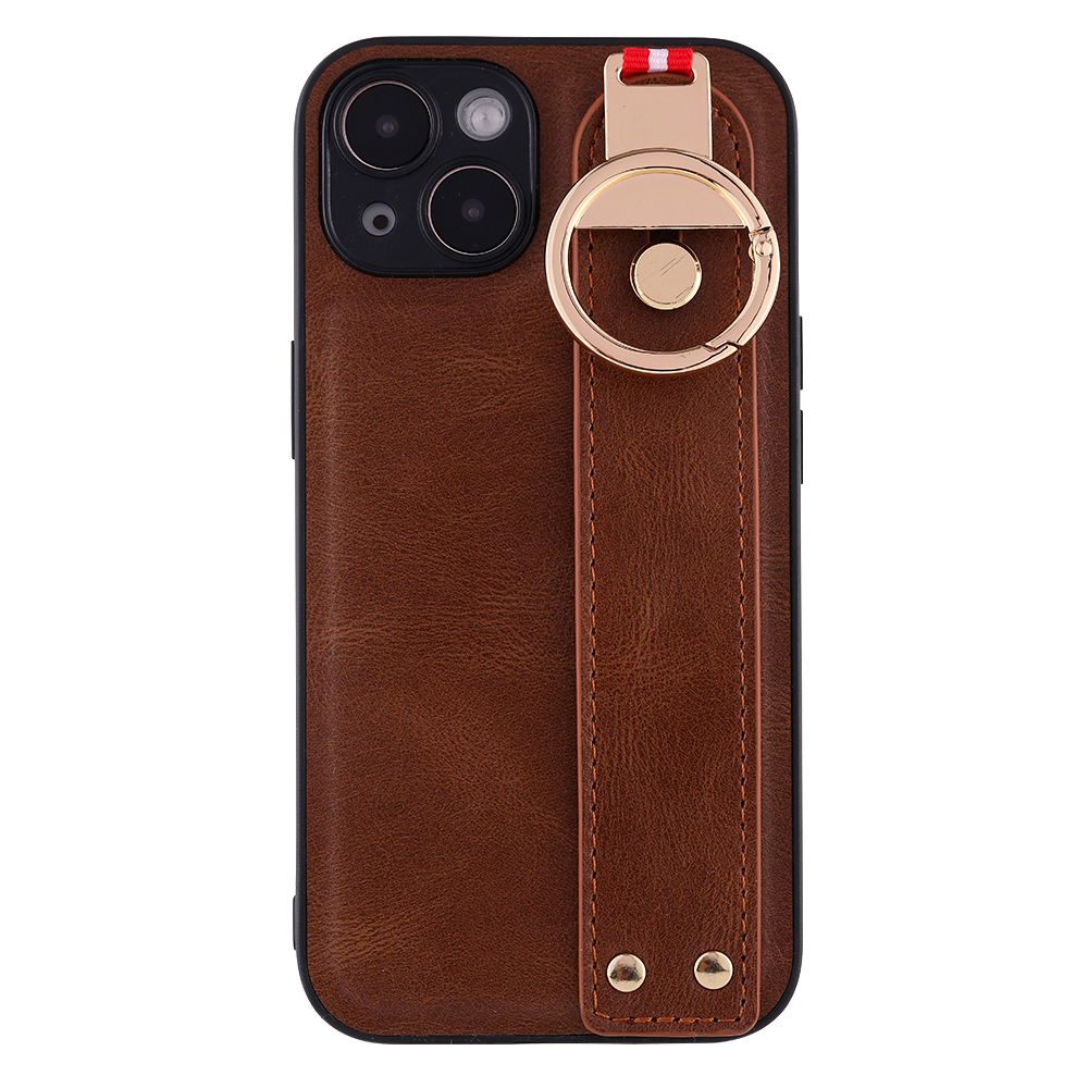 

Rückdecke Für Iphone 14 Armband Kickstand PU -leder -pc+tpu -telefonhülle Mit Nackengurt - Braun, iPhone 14