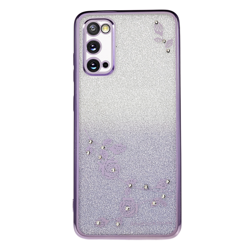 

Für Samsung Galaxy S20 5G / 4G Gradient Glitzer TPU Phone Hülle Strassblüter Musterabdeckung - Lila, Galaxy S20 5G