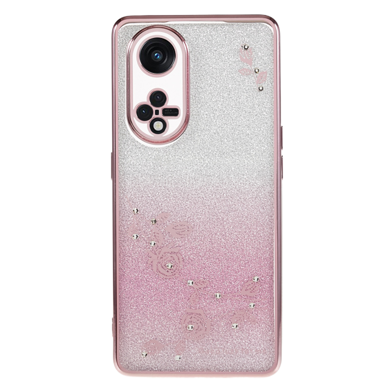 

Für Oppo Reno8 T 5g / A1 Pro 5G Strass -blumenmuster Hülle Weiche TPU -gradient Glitter -telefonabdeckung - Roségold, Oppo Reno8 T 5G