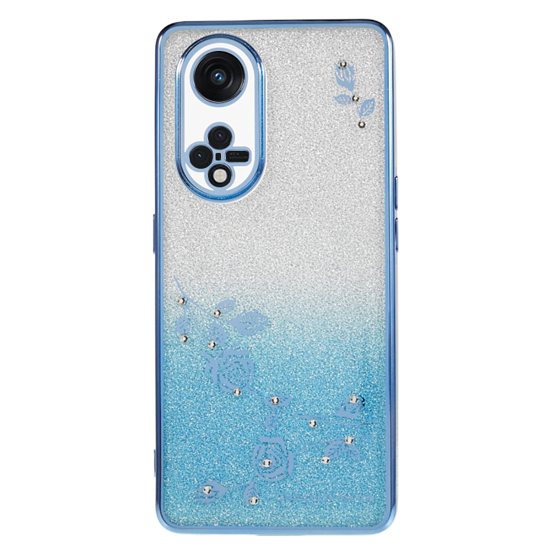 

Für Oppo Reno8 T 5g / A1 Pro 5G Strass -blumenmuster Hülle Weiche TPU -gradient Glitter -telefonabdeckung - Blau, Oppo Reno8 T 5G