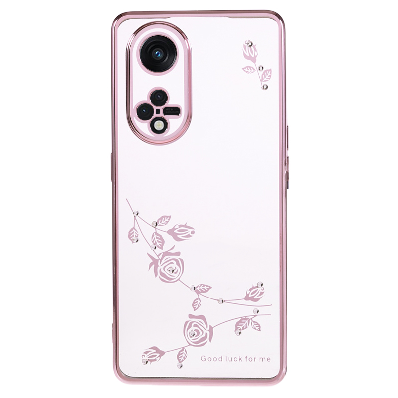 

Für Oppo Reno8 T 5g / A1 Pro 5G Strasselektroplierendes TPU -hülle Blumenmuster Telefonabdeckung - Roségold, Oppo Reno8 T 5G