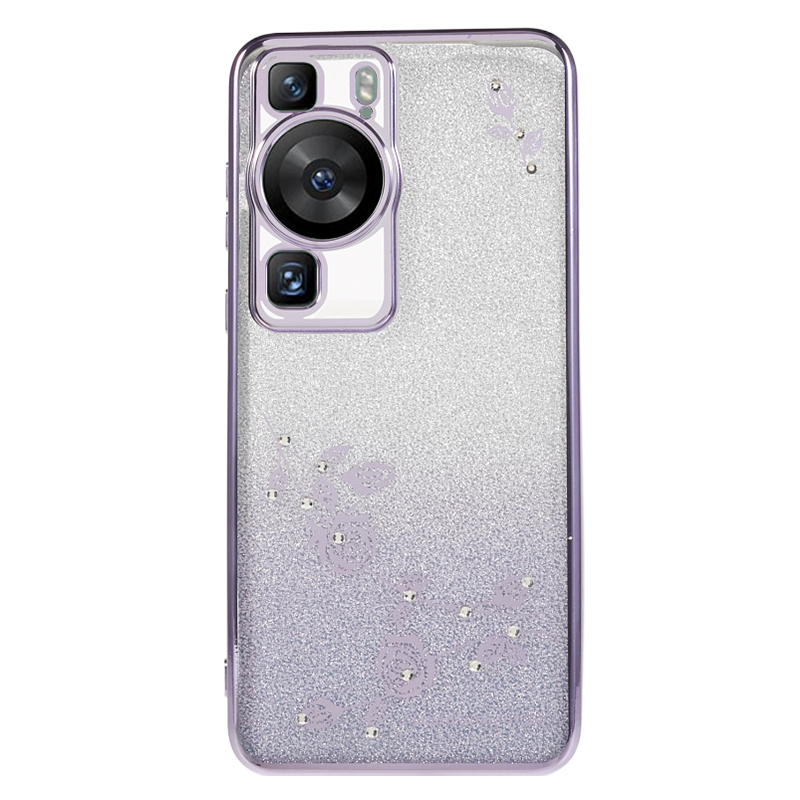 

Blumenmuster -strass -telefonhülle Für Huawei P60, Gradient Glitter Soft TPU Cover - Lila, Huawei P60