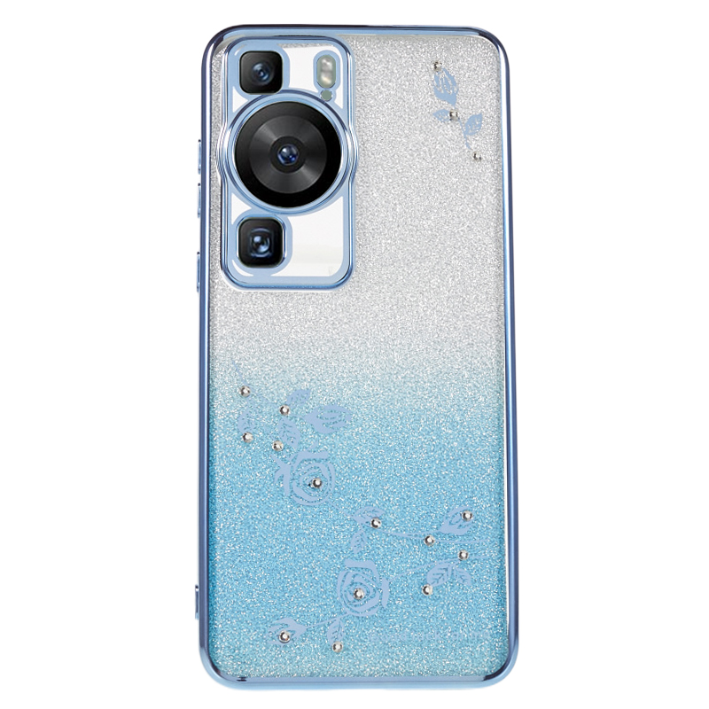 

Blumenmuster -strass -telefonhülle Für Huawei P60, Gradient Glitter Soft TPU Cover - Blau, Huawei P60