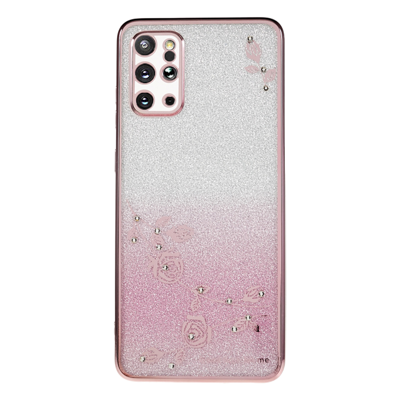 

Für Samsung Galaxy S20 Plus 5G / 4G Gradient Glitzer TPU -hülle Strassblumenblumenmuster Telefonabdeckung - Roségold, Galaxy S20 Plus 5G