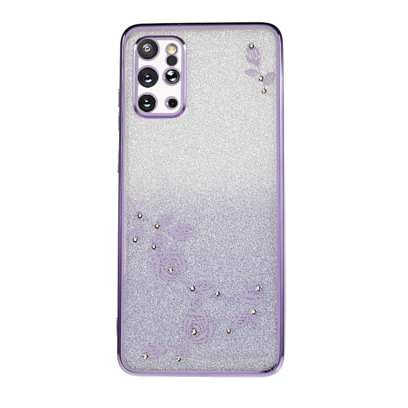 

Für Samsung Galaxy S20 Plus 5G / 4G Gradient Glitzer TPU -hülle Strassblumenblumenmuster Telefonabdeckung - Lila, Galaxy S20 Plus 5G