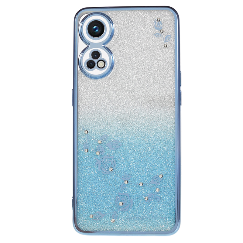 

Strass -blume -design -telefonhülle Für Oppo Reno8 T 4g, Gradienten Glitter Soft TPU Cover - Blau, Oppo Reno8 T 4G