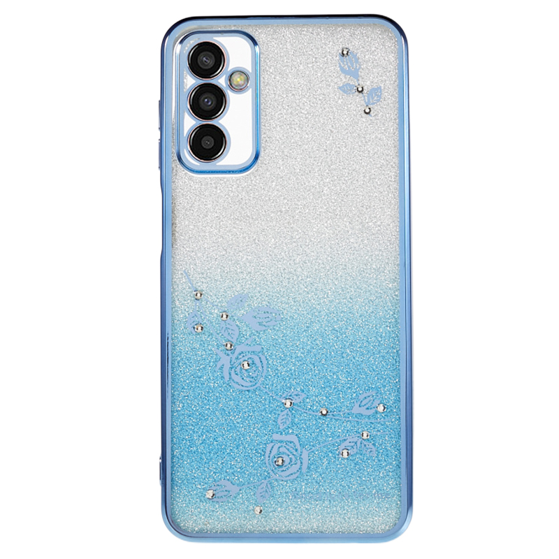 

TPU -fall Für Samsung Galaxy M13 4G / F23 5G / M23 5G Gradienten Glitzer Strassblumenmuster Telefonabdeckung - Blau, Galaxy M13 4G