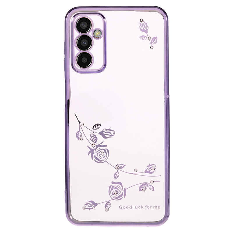 

Für Samsung Galaxy M13 4G / F23 5G / M23 5G Elektropliertes TPU -rückzugabdeckung Strassblumenmuster Telefonfall - Lila, Galaxy M13 4G