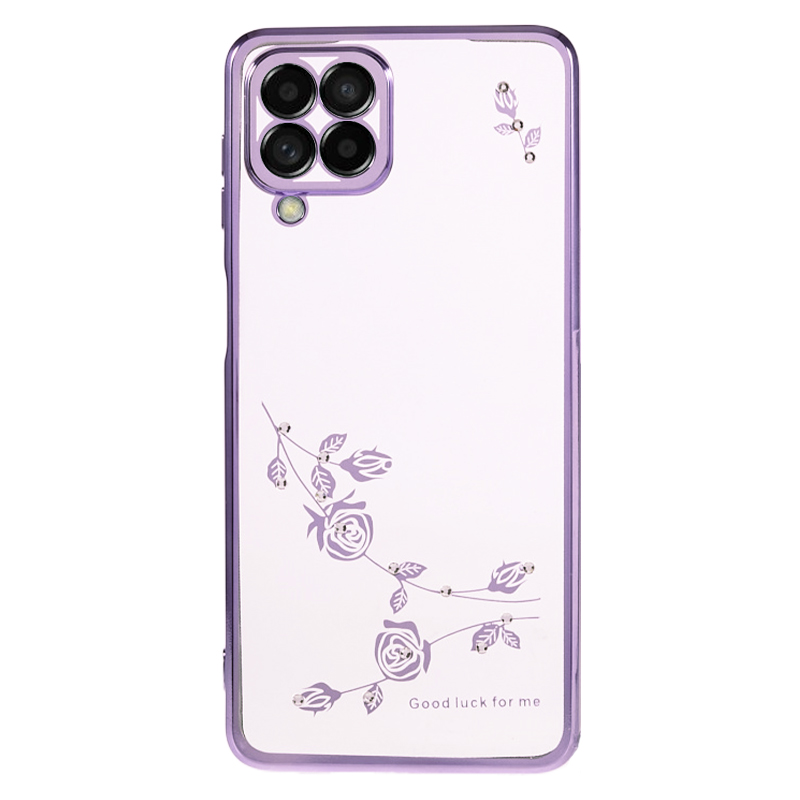 

Für Samsung Galaxy M53 5G TPU -telefonabdeckung Blumenmuster Strass Decor Electrloplating Case - Lila, Galaxy M53 5G