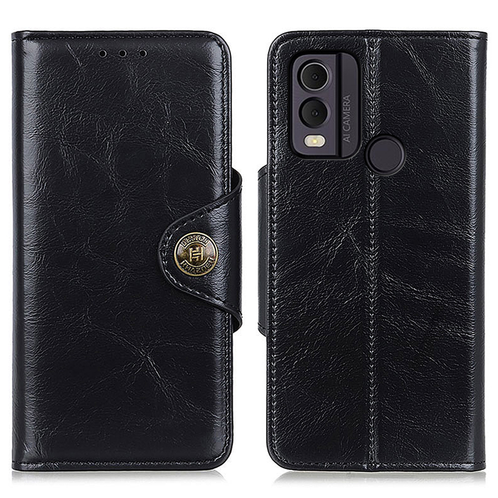 

Khazhen Für Nokia C22 PU Leder Brieftasche Hülle Mobiltelefon Ständer Cover - Schwarz, Nokia C22