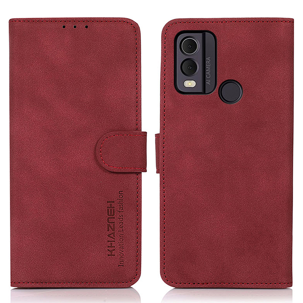 

Khazneh Für Nokia C22 Textured Phone Case Mit Stand Wallet, PU Leder -telefonabdeckung - Rot, Nokia C22