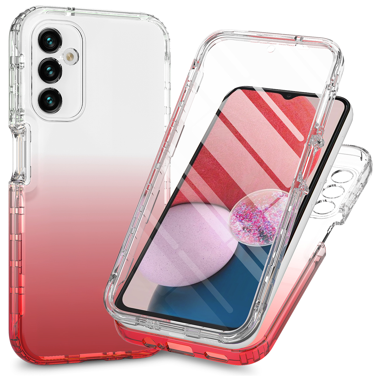 

Für Samsung Galaxy A24 4G Phone Case Gradient Color PC TPU -mobiltelefonhülle Mit PET -bildschirmschutz - Rot, Galaxy A24 4G