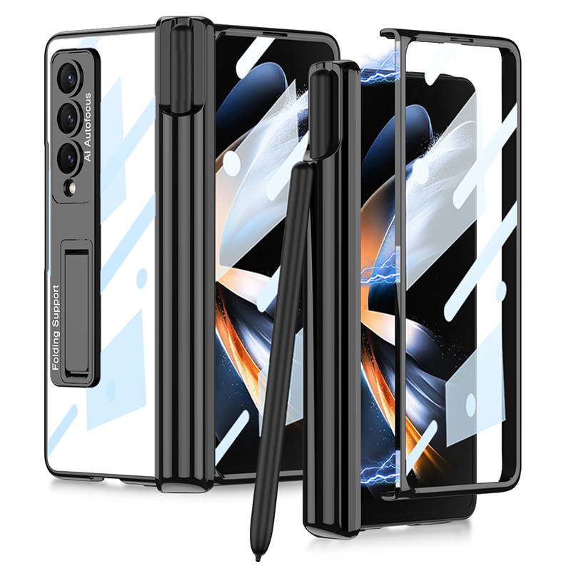 

GKK Stoßdämpfer -kickstand Hülle Für Samsung Galaxy Z Fold4 5G Hard PC Phone -hülle Mit HD -bildschirm Beschützer - Schwarz, Galaxy Z Fold4 5G