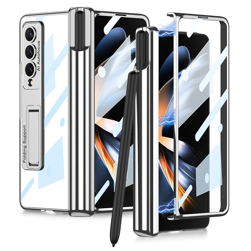 

GKK Stoßdämpfer -kickstand Hülle Für Samsung Galaxy Z Fold4 5G Hard PC Phone -hülle Mit HD -bildschirm Beschützer - Grau, Galaxy Z Fold4 5G