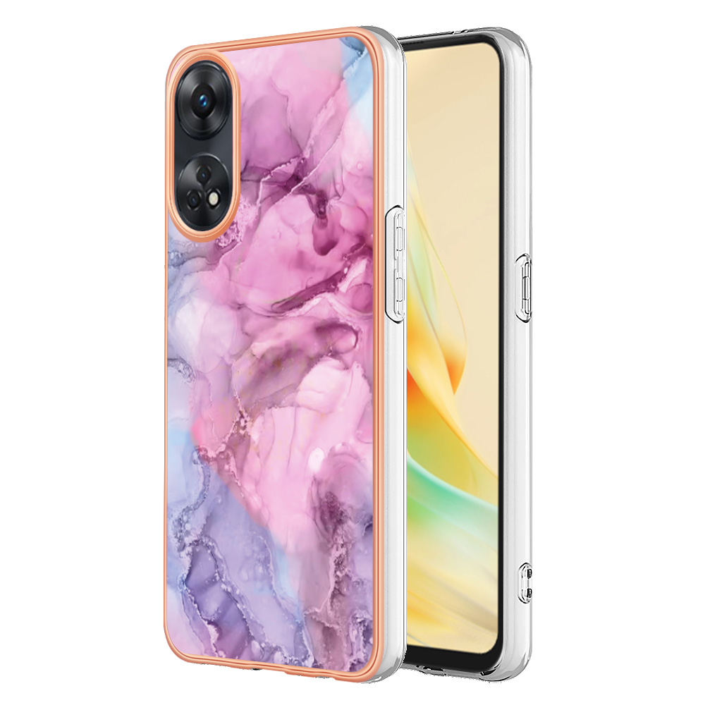 

YB IMD Series-16 Style E 2,0 mm TPU Phone Hülle Oppo Reno8 T 4g, Elektroplieren Imd-marmormusterabdeckung - Rose, Oppo Reno8 T 4G