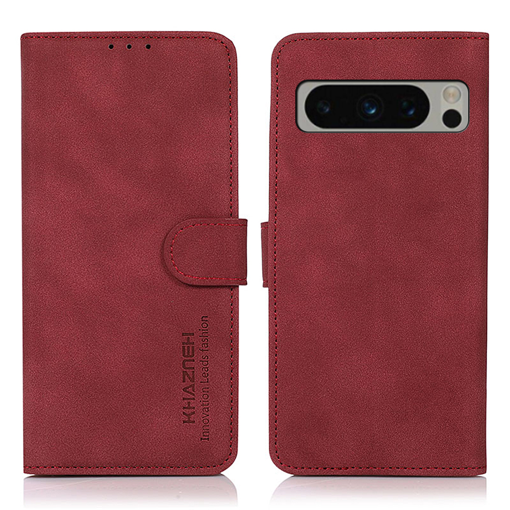 

Khazneh Für Google Pixel 8 Pro Textured PU Leder Schutzhülle Wallet Stand Mobiltelefon Fall - Rot, Google Pixel 8 Pro