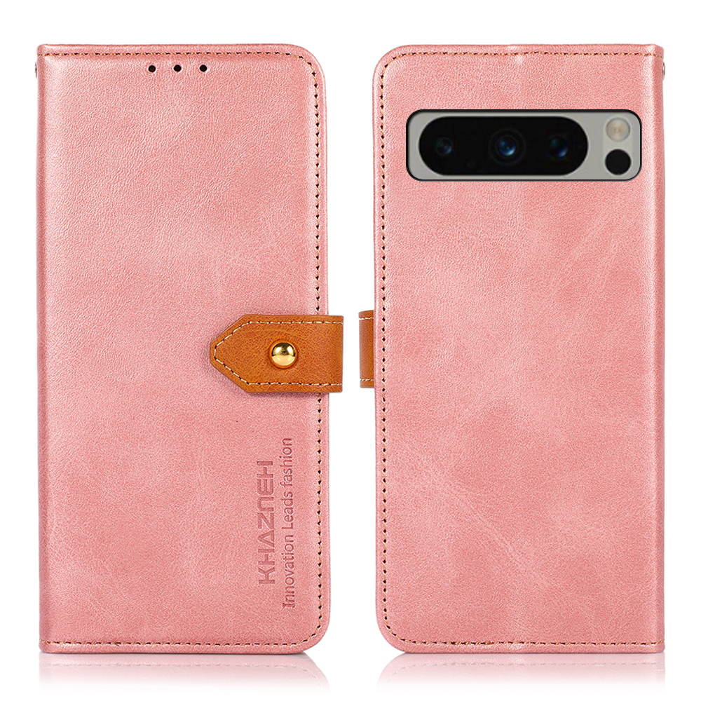 

Khazneh -telefonlederabdeckung Für Google Pixel 8 Pro Gold Knopf Magnethülle Mit Stand Wallet - Roségold, Google Pixel 8 Pro