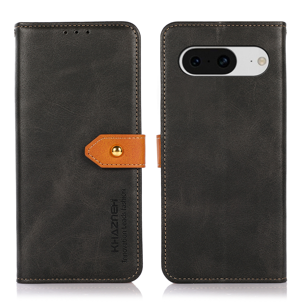 

Khazneh Für Google Pixel 8 PU Leder -telefonabdeckung Goldknopf Magnethülle Mit Stand Wallet - Schwarz, Google Pixel 8