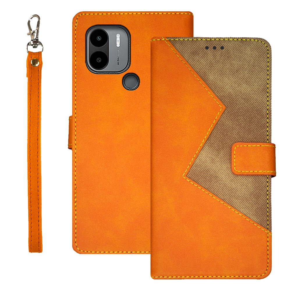 

IDEWEI Für Xiaomi Poco C51 4G Bi-farben Phone Ständer Kartonhalter Leder Drop-sof-deckung - Gelb, Xiaomi Poco C51 4G