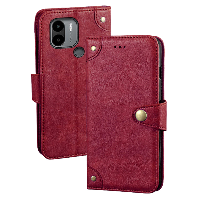

IDEWEI Für Xiaomi Poco C51 4G PU Leder Brieftasche Vollschutz Telefonabdeckung Mit Ständer - Rot, Xiaomi Poco C51 4G