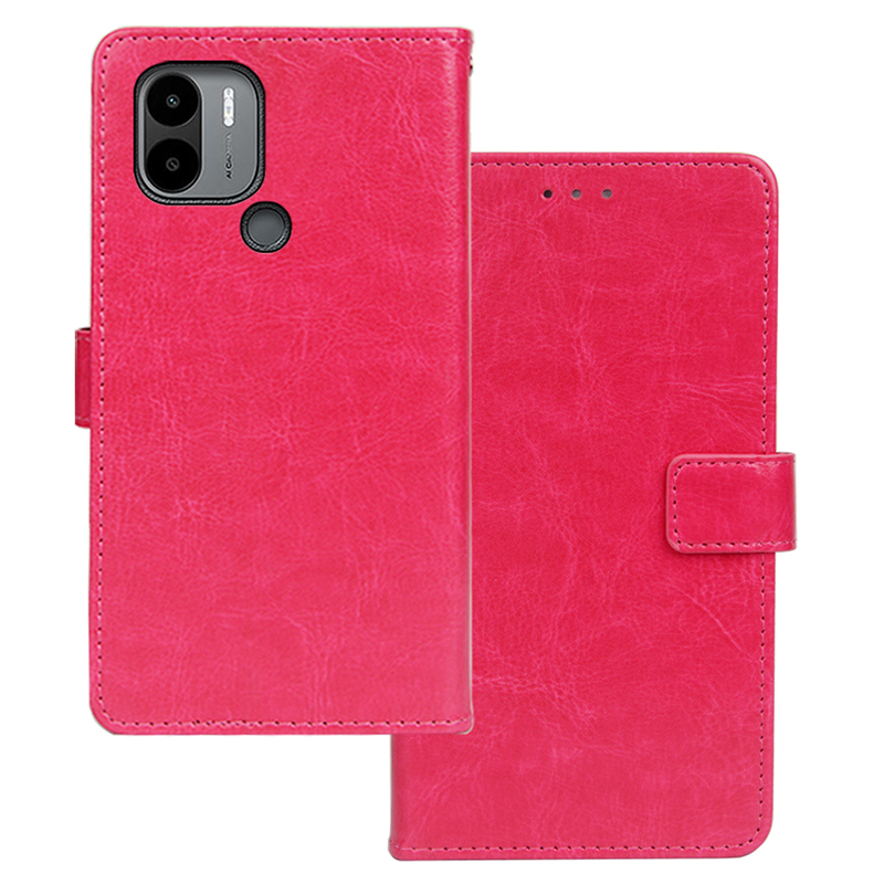 

Idewei Für Xiaomi Poco C51 4G Wallet Phone Hülle Verrückte Pferdestruktur PU Lederständer Flip Cover - Rose, Xiaomi Poco C51 4G