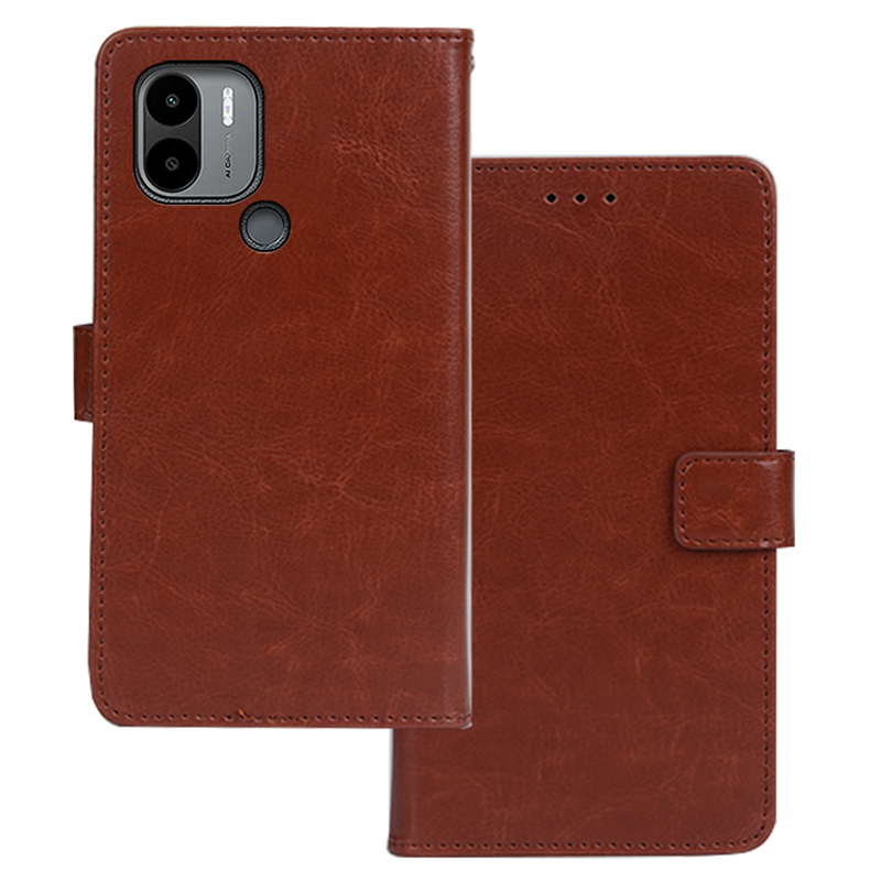 

Idewei Für Xiaomi Poco C51 4G Wallet Phone Hülle Verrückte Pferdestruktur PU Lederständer Flip Cover - Braun, Xiaomi Poco C51 4G