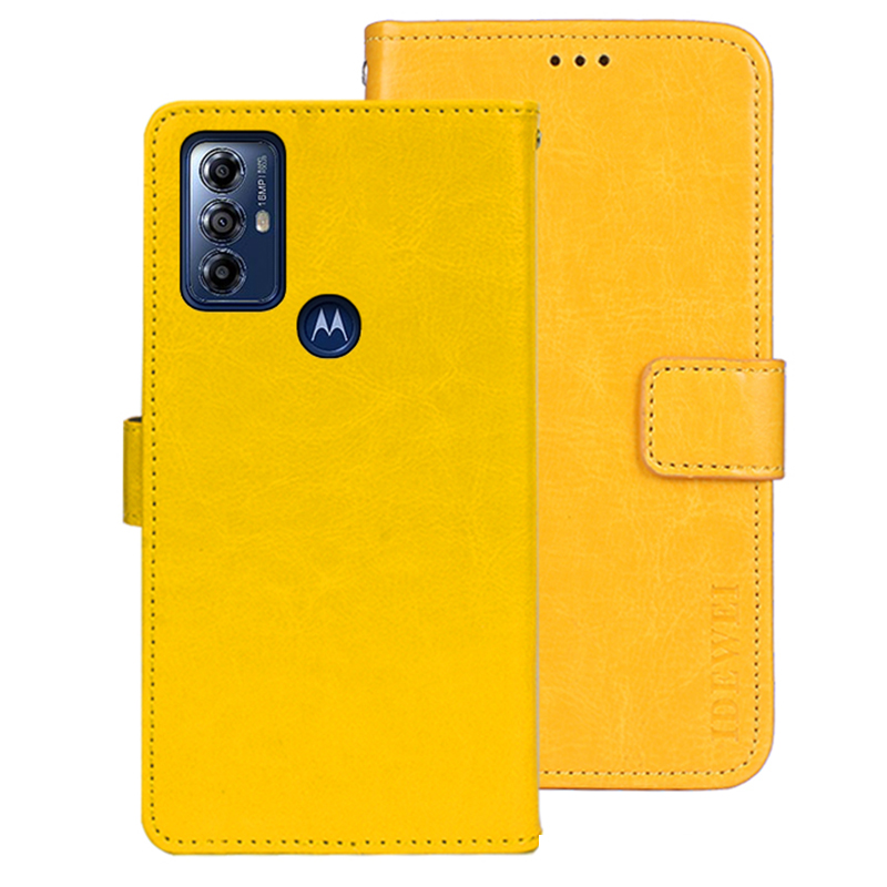 

Idewi Für Motorola Moto G Play (2023) 4G PU Leder Telefon Hülle Crazy Horse Textur Stand Wallet Wallet Cover - Gelb, Motorola Moto G Play (2023) 4G