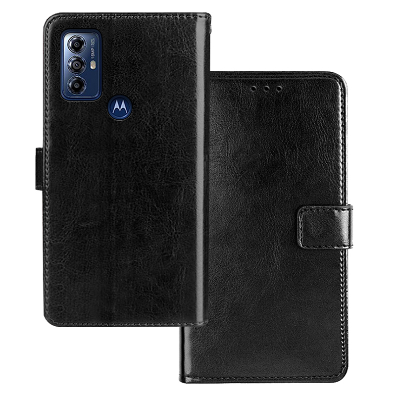 

IDEWEI Für Motorola Moto G Play (2023) 4G Crazy Horse Texture Lederständer Phone Hülle Drop-soach-brieftaschenabdeckung - Schwarz, Motorola Moto G Play (2023) 4G