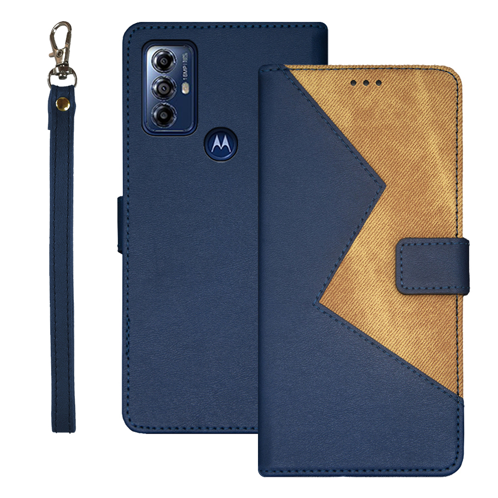 

IDEWEI Für Motorola Moto G Play (2023) 4G Farbspleißen PU Leder -deckungs -handgelenk Telefonhülle Mit Kartensteckplätzen - Blau, Motorola Moto G Play (2023) 4G