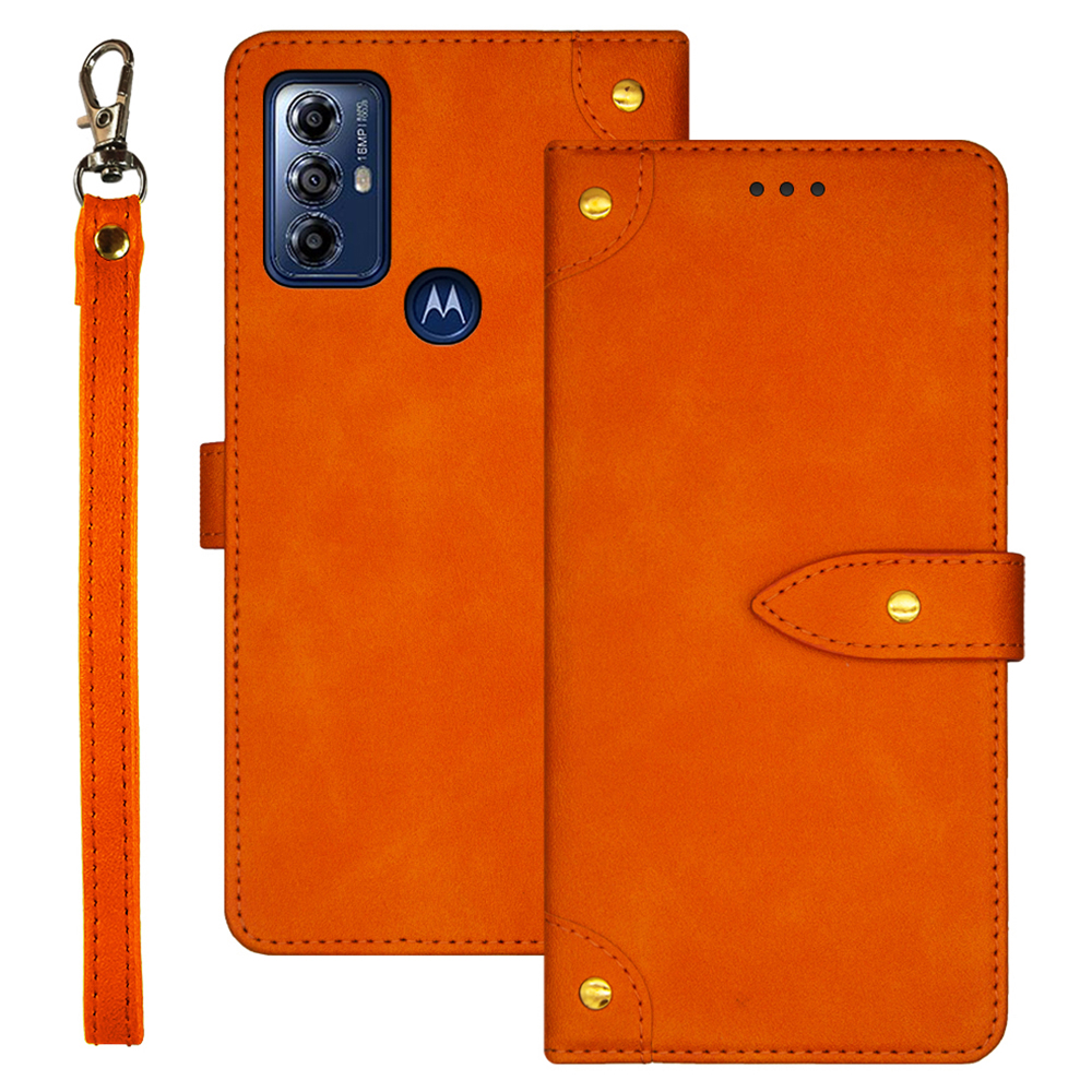 

IDEWEI Für Motorola Moto G Play (2023) 4G Mobiltelefonkarten -karten -slots Designständer Magnetische Lederabdeckung - Orange, Motorola Moto G Play (2023) 4G