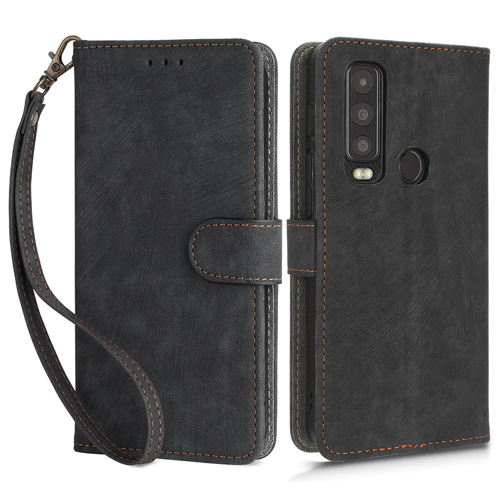 

Für Motorola 2 5g / Kat Cat S75 5G Telefon Brieftasche Abdeckung PU Leder RFID Blockierungsständer Mit Riemen - Schwarz, Motorola Defy 2 5G