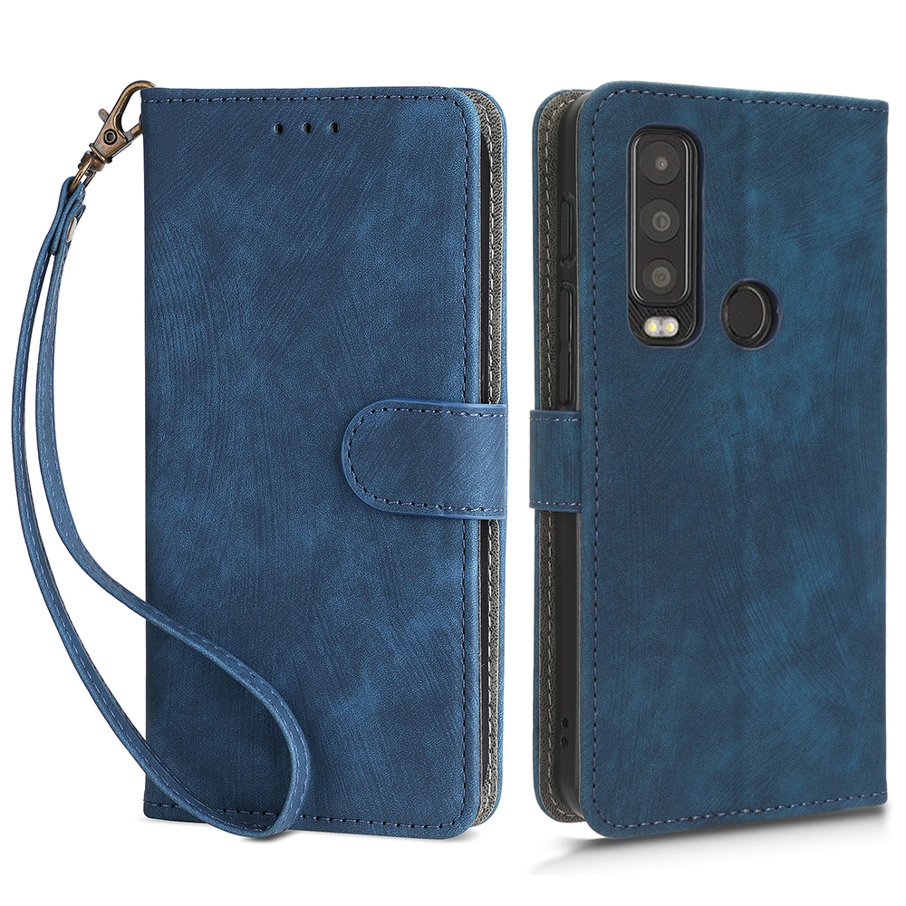 

Für Motorola 2 5g / Kat Cat S75 5G Telefon Brieftasche Abdeckung PU Leder RFID Blockierungsständer Mit Riemen - Blau, Motorola Defy 2 5G