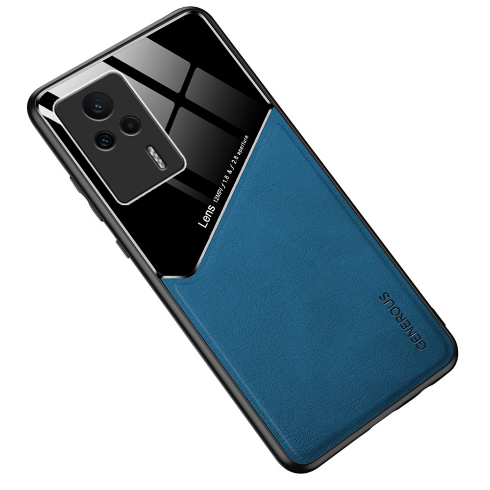 

Für Xiaomi Redmi K60E 5G Magnetic Car Halter Phone Hülle Leder+tpu+pc -abdeckung - Blau, Xiaomi Redmi K60E 5G