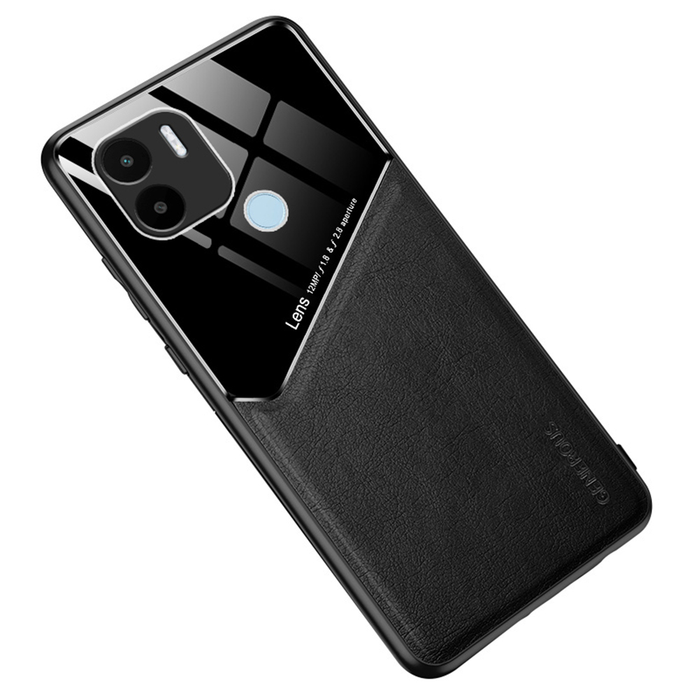 

Für Xiaomi Redmi A1+ 4g / A2+ 4g / Poco C50 4G Lederbeschichtete TPU+PC -hülle Magnetische Automontage Telefonabdeckung - Schwarz, Xiaomi Redmi A1+ 4G
