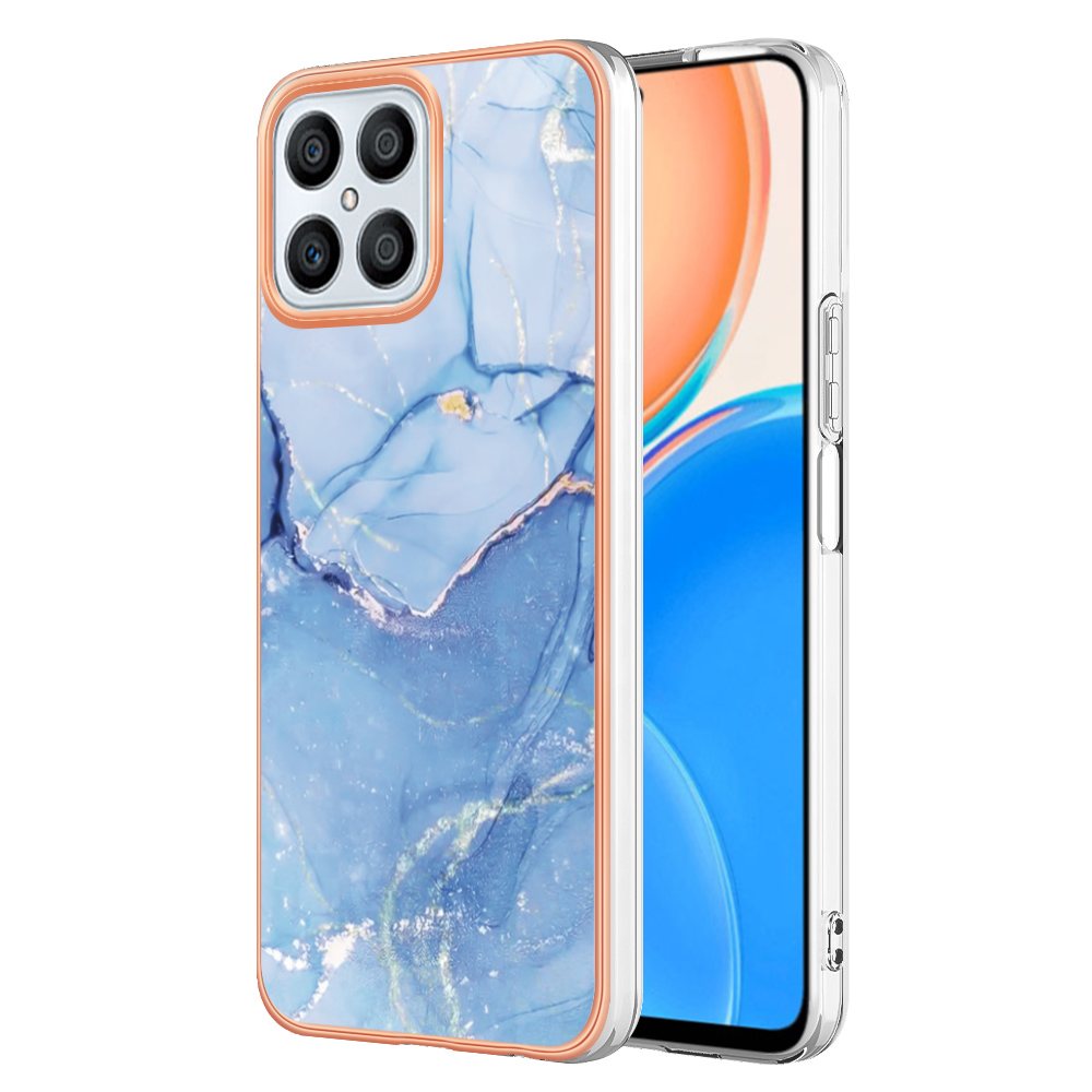 

YB IMD Series-16-stil-e-tpu-mobiltelefonkoffer Für Honor X8 4g, Schutzabdeckung Von 2,0 mm Marmormuster IMD - Blau, Honor X8 4G