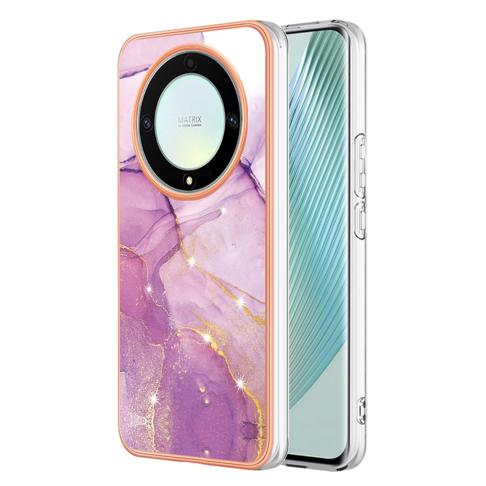 

YB IMD Series-2 Marmormuster Telefonfall Für Honor X9a 5g / Magic5 Lite 5g / X40 5g, Elektroplierend Weiche TPU -imd -abdeckung - Lila 001, Honor X9a 5G