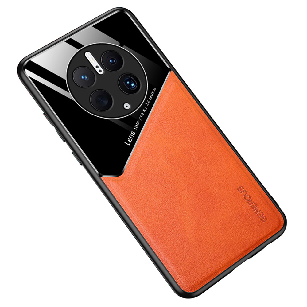 

Für Huawei Mate 50 Pro 4G Anti-drogen-telefonhülle TPU + PC + PU Leder Schlanker Telefonabdeckung Hilfsmittel Magnetische Autokontohalterung - Orange, Huawei Mate 50 Pro 4G