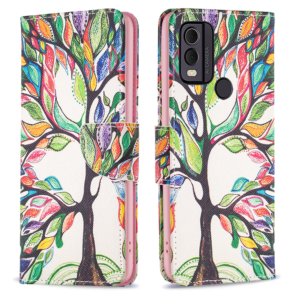 

Für Nokia C22 Musterdruck PU Leder -telefonabdeckungshülle Wallet Flip Case - Lebensbaum, Nokia C22